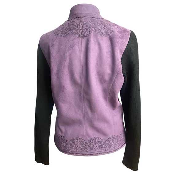 Coldwater Creek Purple/Black Suedecloth Embroidered Jacket Size XS Fall Winter - Picture 4 of 8